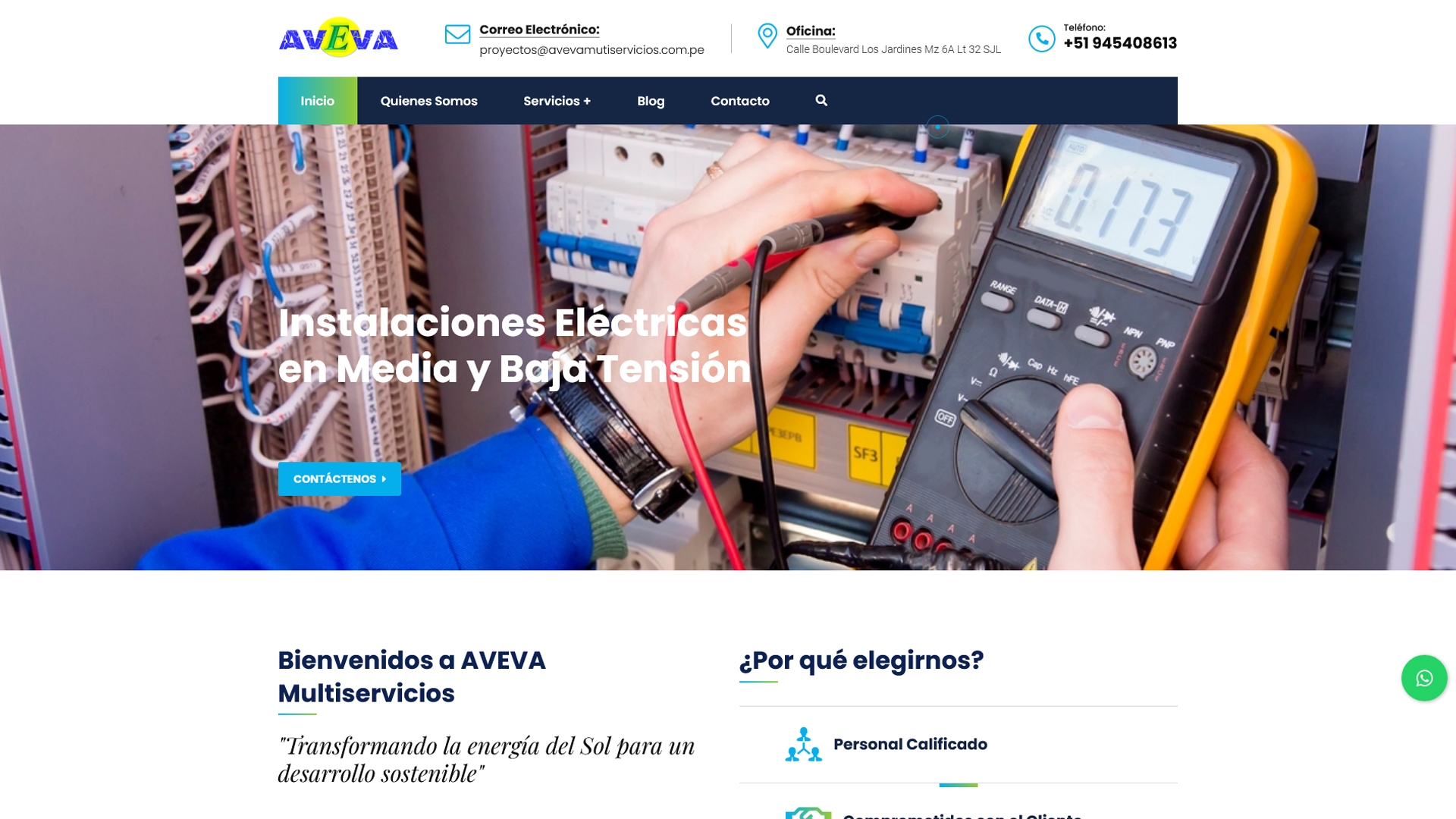 Diseño Web para empresa de Energía Renovable AVEVA