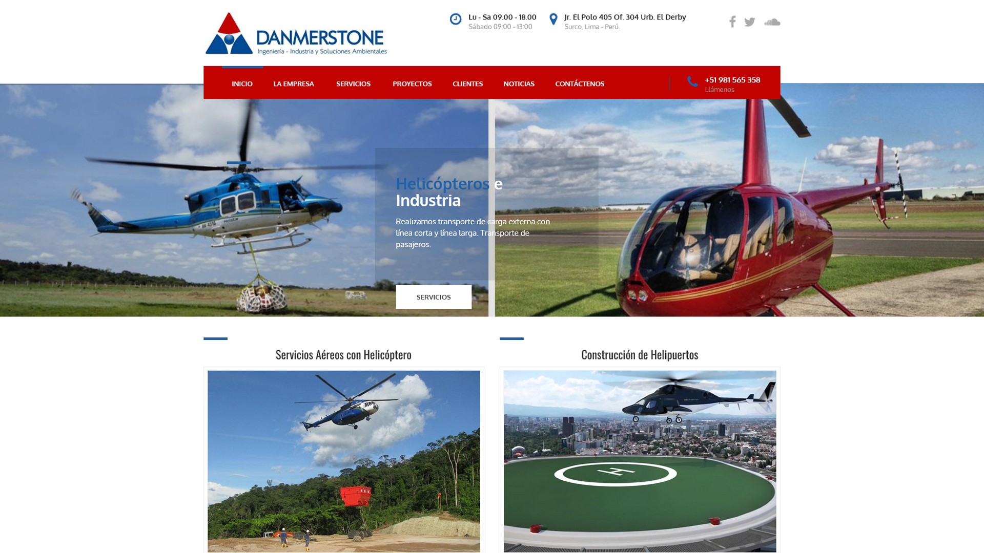 Diseño web para Empresa de Helicópteros en Lima: DANMERSTONE